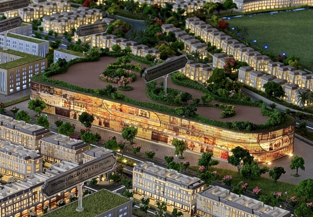 Phối cảnh trung tâm thương mại tại Hồng Hạc City. Công trình cao 3 tầng với diện tích sàn xây dựng là 30,000m2 
