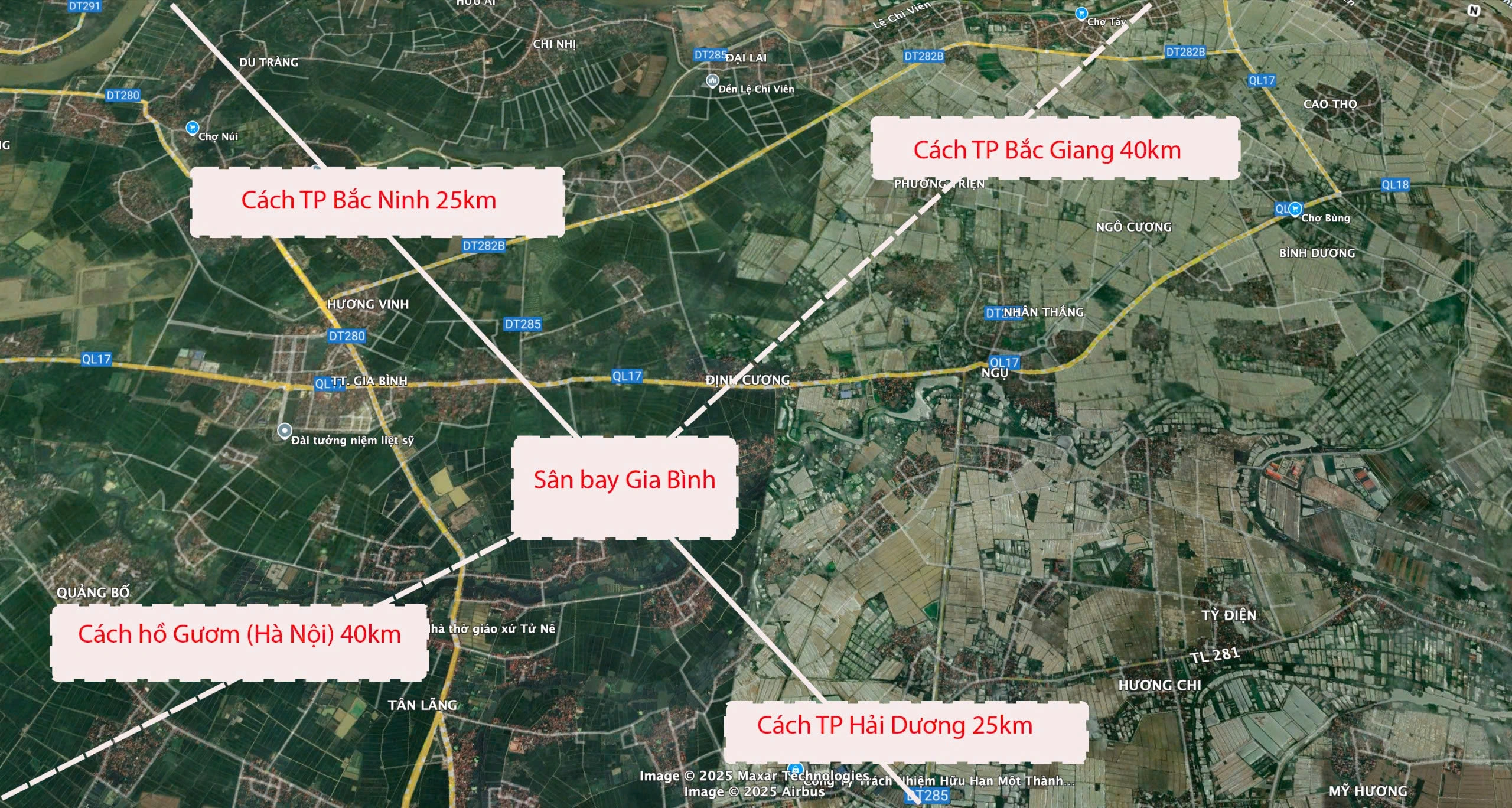 Vị trí sân bay Gia Bình